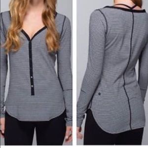 Lululemon Awesoma Henley Striped Top Size 10